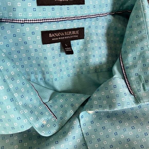 Banana Republic Men’s Teal Longsleeve Patterned Button Up Size L - Picture 11 of 12